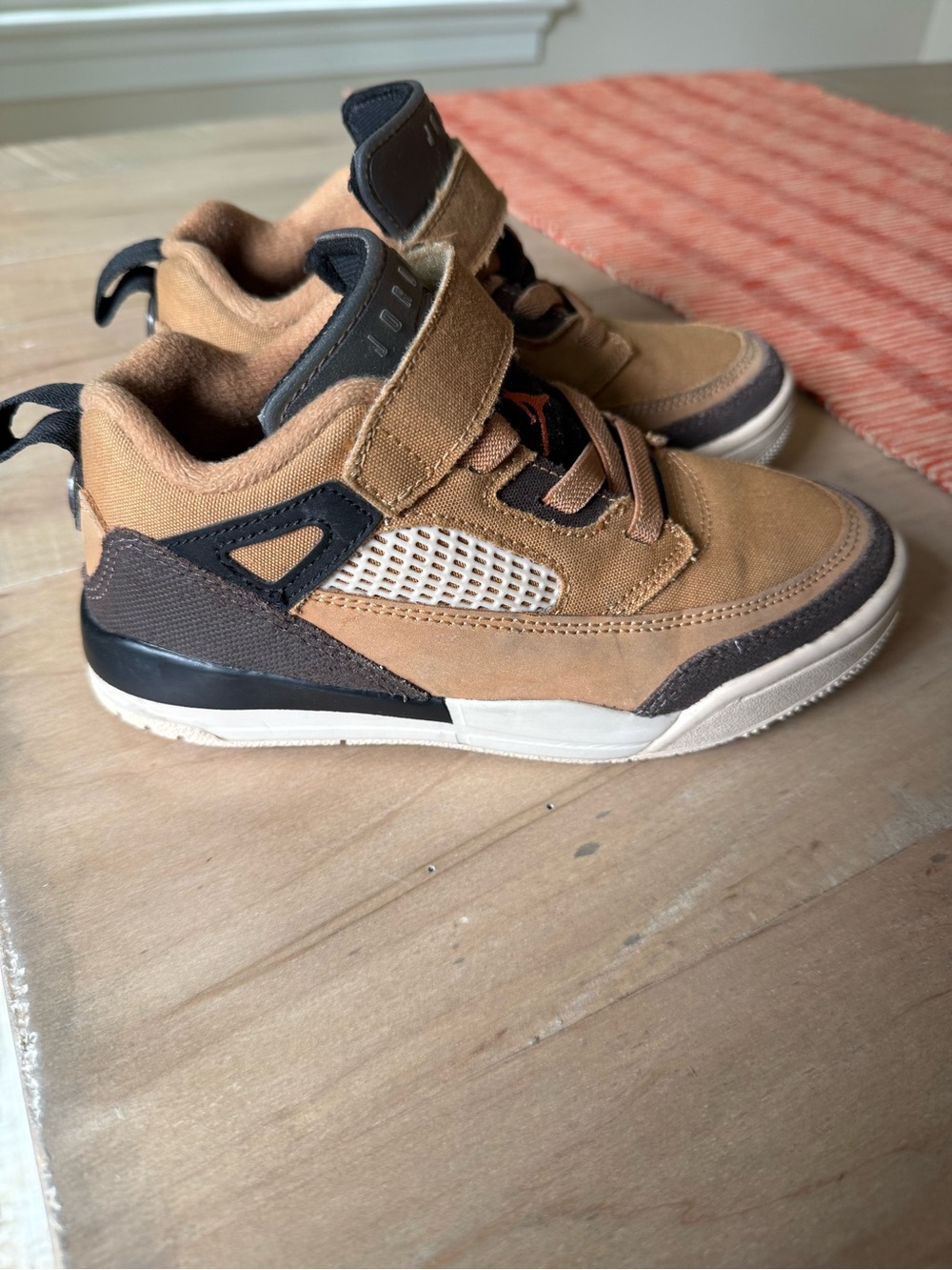 Nike Air Jordan Spizike Kids Tan and Black High-Top Sneakers